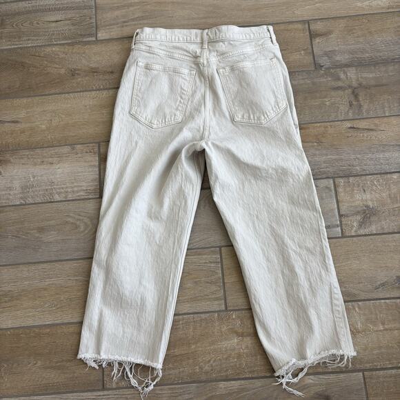Abercrombie and Fitch Women's Size 12/31 Jeans 90s Straight Raw Edge Capri White - Picture 6 of 14